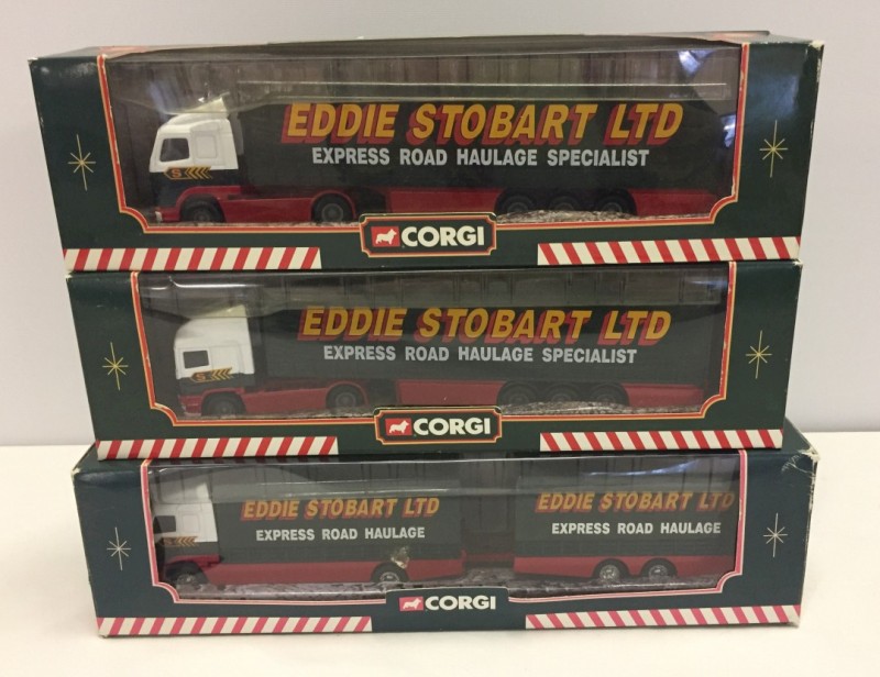 3 boxed Corgi Eddie Stobart lorries.