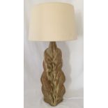 A signed Bernard Rooke studio pottery ceramic lamp base in tan colour.