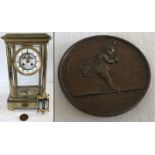 A 19th cent bronze Royal Humane Society life saving medal together with related presentation clock.