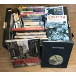 A box of militaria related non fiction books.