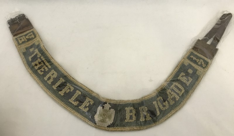 A c1917 Rifle Brigade tapestry stable belt.