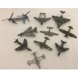 A box of 10 Dinky diecast military planes.