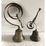 2 vintage servants / shops bells. Complete with brackets.