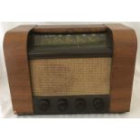 A vintage wooden cased radio.