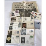 A collection of J.F. Kennedy memorabilia.