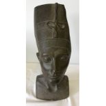 A heavy 19th Century Bronze bust of Queen Nefertiti.