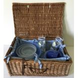 Wicker picnic basket.