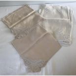 A small quantity of vintage linen items with lace detail.