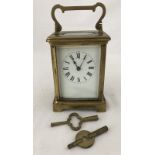 An early to mid 20th century brass French carriage clock.