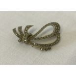 Vintage Sterling silver brooch set with marcasite.