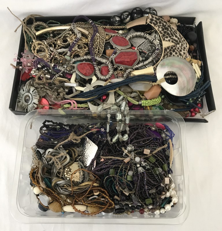 2 Trays of assorted costumes jewellery necklaces.