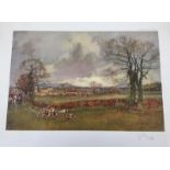 An unframed John king print of a hunting scene. Signed in pencil to bottom right 222 of 350.