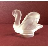 A small Lalique glass swan signed to base.