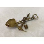 Antique 18 Carat Gold Prospectors South Africa Mining Shovel Brooch.