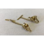 2 novelty music related 9ct gold tie pins.