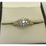 18ct gold diamond cluster ring.