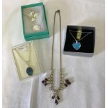 5 vintage and modern costume jewellery necklaces to include silver.