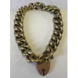 Old gold large link chain bracelet with 'padlock' clasp.