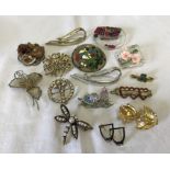 A collection of vintage brooches, to include 3 by Sarah Coventry.