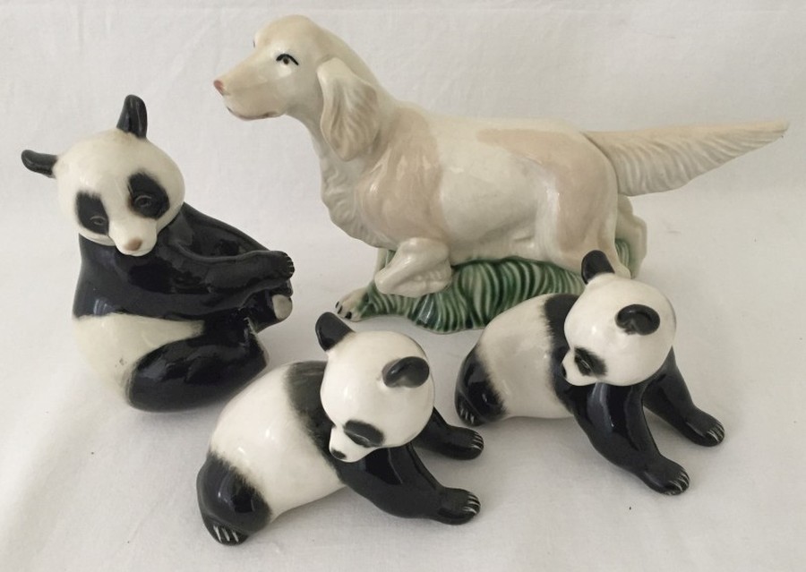 3 Lomonosov/USSR ceramic figurines of pandas.