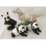 3 Lomonosov/USSR ceramic figurines of pandas.