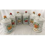 A set of 6 Franklin Mint kitchen storage jars c.1989.