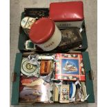 2 boxes of assorted tins to include vintage Tala cake tin and storage canister.