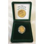 A cased 1980 proof gold sovereign.