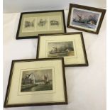 A small collection of framed and glazed prints depicting scenes from around Suffolk & Cambridge.