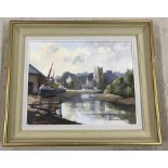 Charles Smith oil on board of river scene, Isleworth.