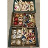 3 boxes of vintage Christmas decorations and baubles.