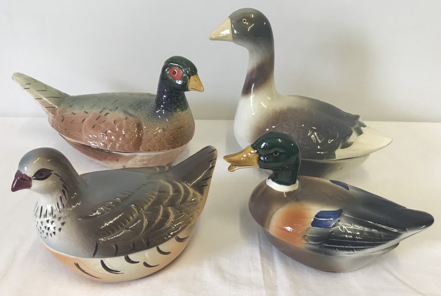 4 Michel Caugant wildfowl paté tureens.