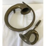 2 vintage brass car/bicycle horns.