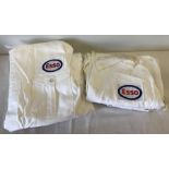 2 white boiler suits with embroidered ESSO logo badge.