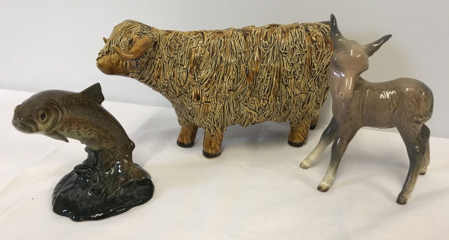 2 Beswick and 1 spaghetti ware animal figures.