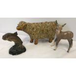 2 Beswick and 1 spaghetti ware animal figures.