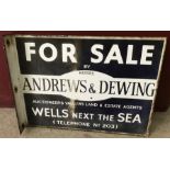 A c1930's tinplate 'For Sale' sign.