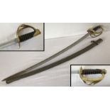 A late 19th century light cavalry sword with scabbard.