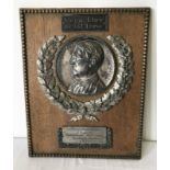 An SS plaque, portrait of Der Fuhrer plus engraved plaque, Leibstandarte "Adolf Hitler".