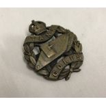 Tank Corps Officers bronze cap badge on tabs.