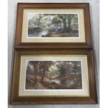 A pair of vintage oak framed and glazed woodland wildlife prints by Douglas Graham.