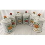 A set of 6 Franklin Mint kitchen storage jars c.1989.