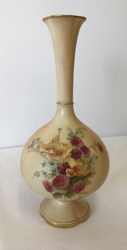 A Royal Worcester blush Ivory vase with pretty floral decoration.