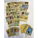 A collection of early Pokémon cards.