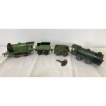 2 1950's Meccano Ltd Tinplate trains and tenders.