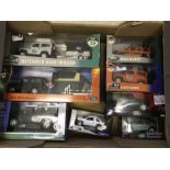 A box of 8 Land Rover diecast cars.