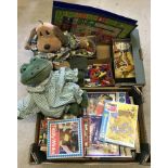 2 boxes of assorted vintage toys & games.