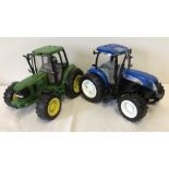 2 Britains 1:16 scale tractors, New Holland and John Deere.