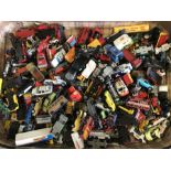 A suitcase lid of mixed play worn diecast.