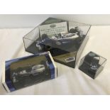 2 boxed Williams Formula 1 racing car & helmet diecast models.